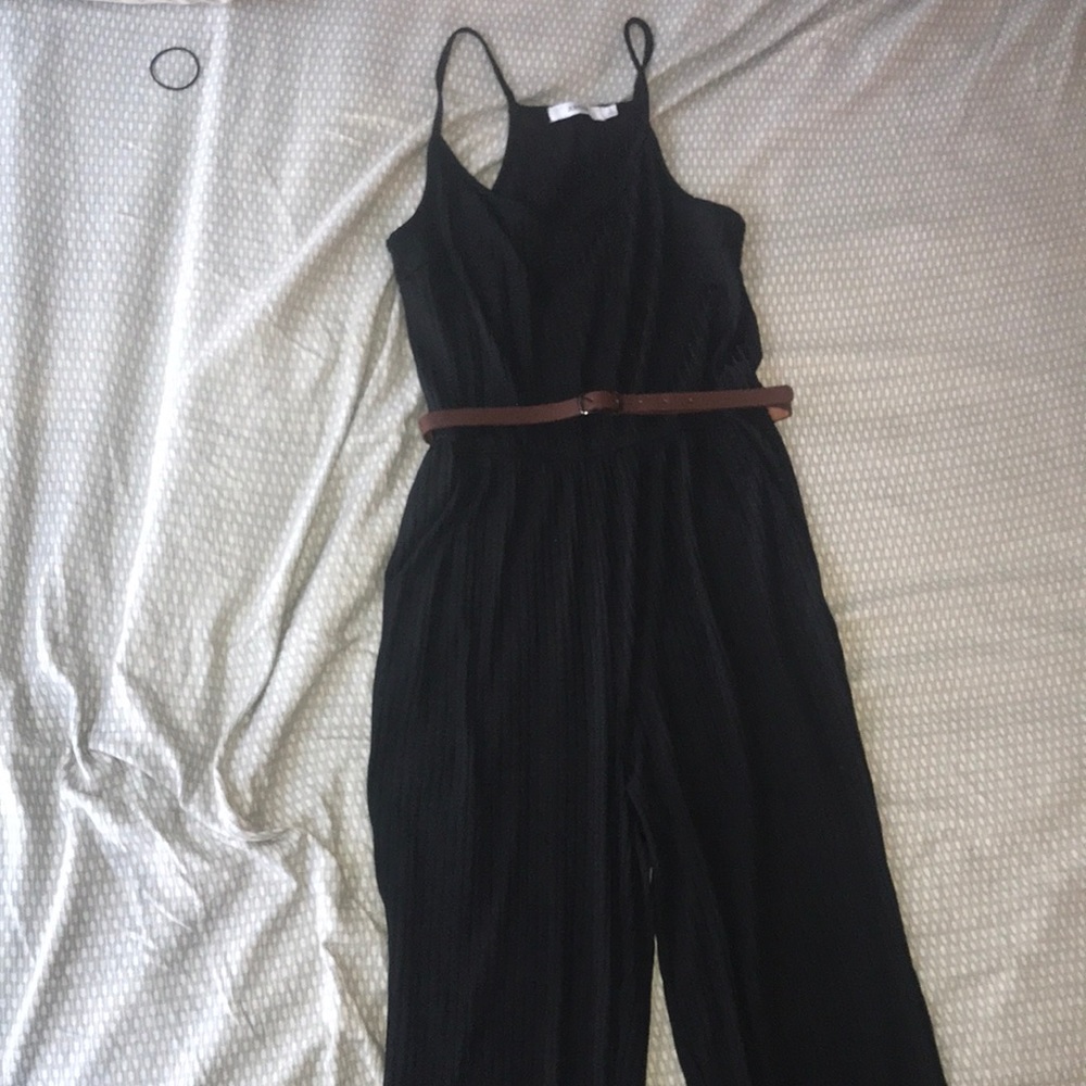 JustFab black romper with pockets mid calf length
